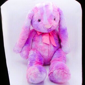 Kellytoy 20" Pink & Purple Tie-Dye Plush Bunny With Ribbon Bow